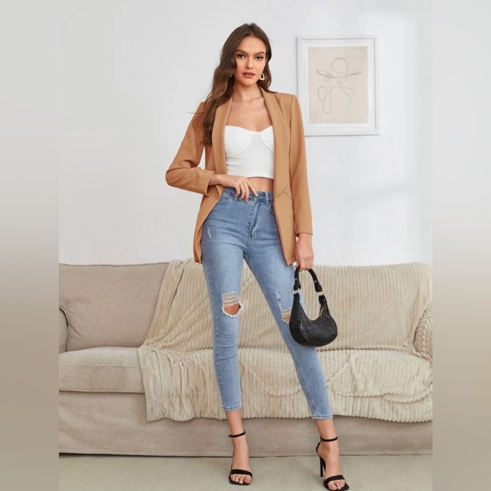 Peach/Tan Blazer, size small.